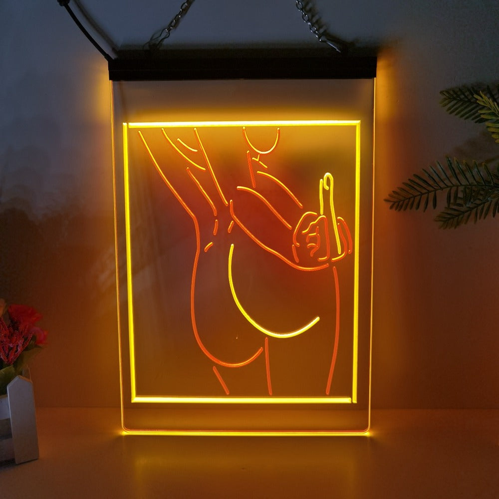 Middle Finger Two Tone Illuminated Sign