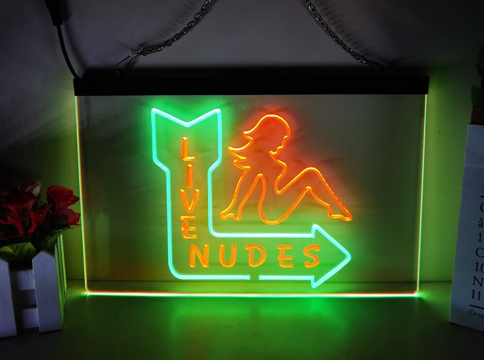 Live Nudes LED Neon Sign in red and green