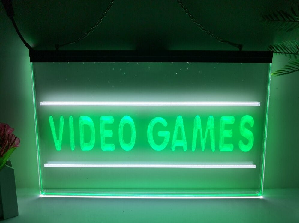 Video Games Two Tone Illuminated Sign