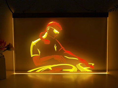 Image of DJ On The Decks Two Tone Illuminated Sign