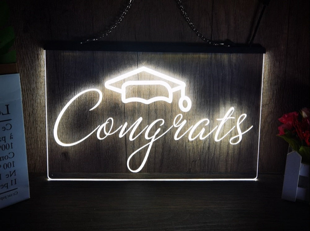 Congrats Graduation Illuminated LED Neon Sign