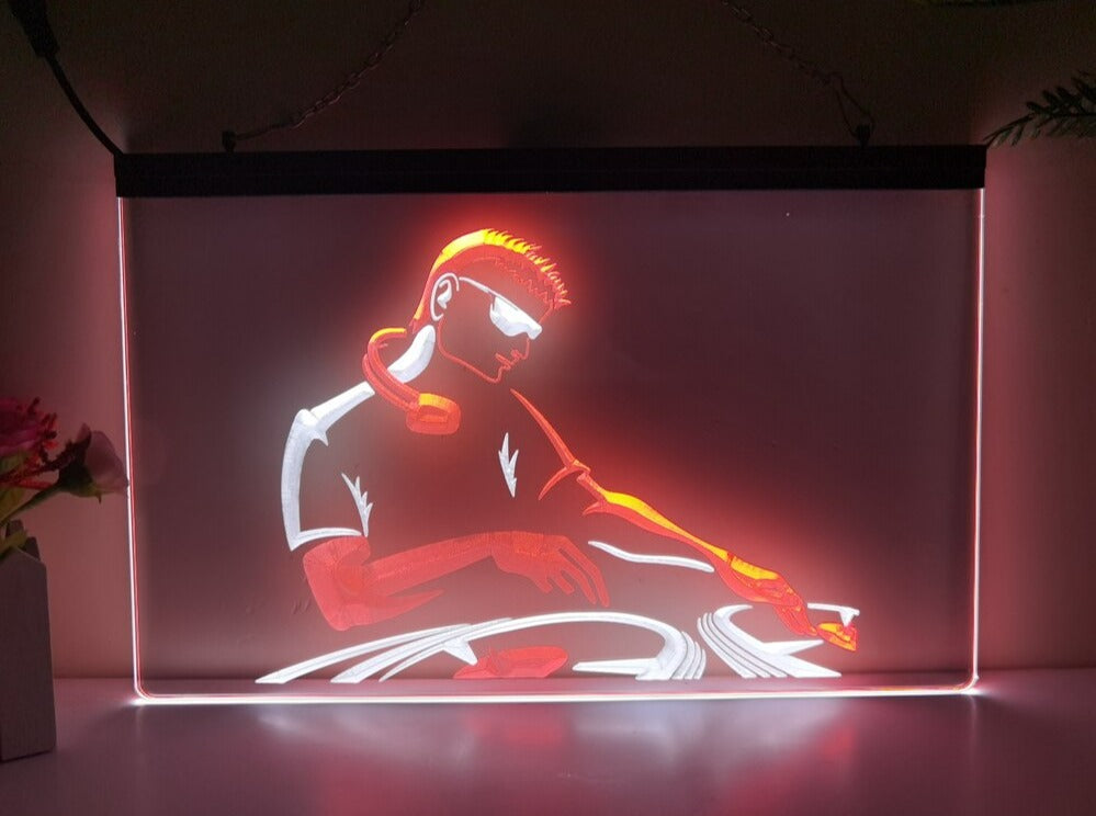 DJ On The Decks Two Tone Illuminated Sign