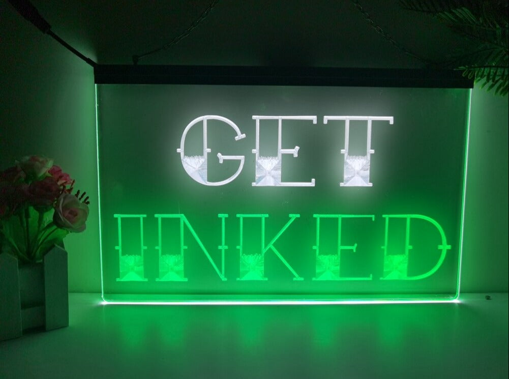 Get Inked Tattoo Studio Two Tone Illuminated Sign