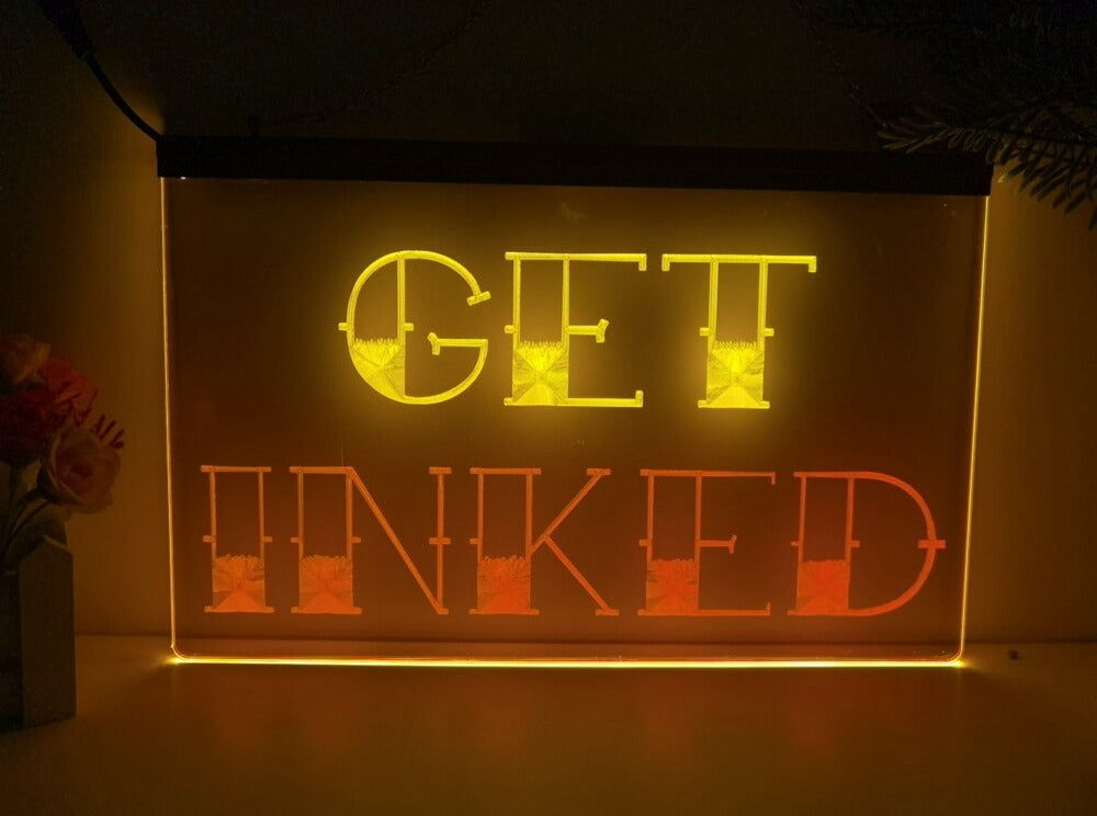 Get Inked Tattoo Studio Two Tone Illuminated Sign