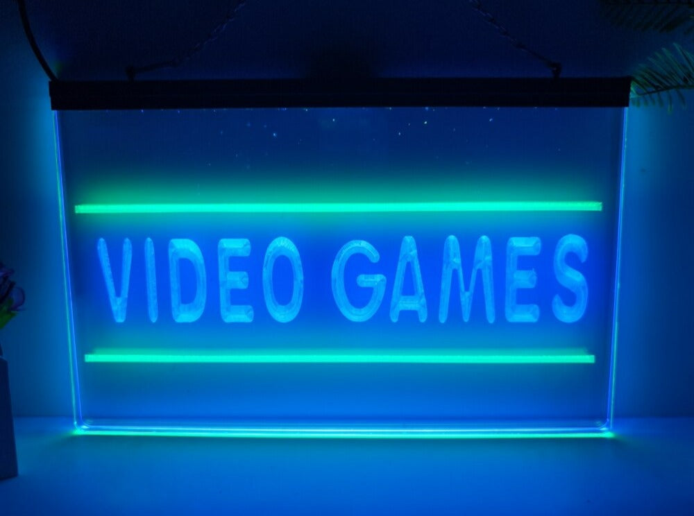 Video Games Two Tone Illuminated Sign