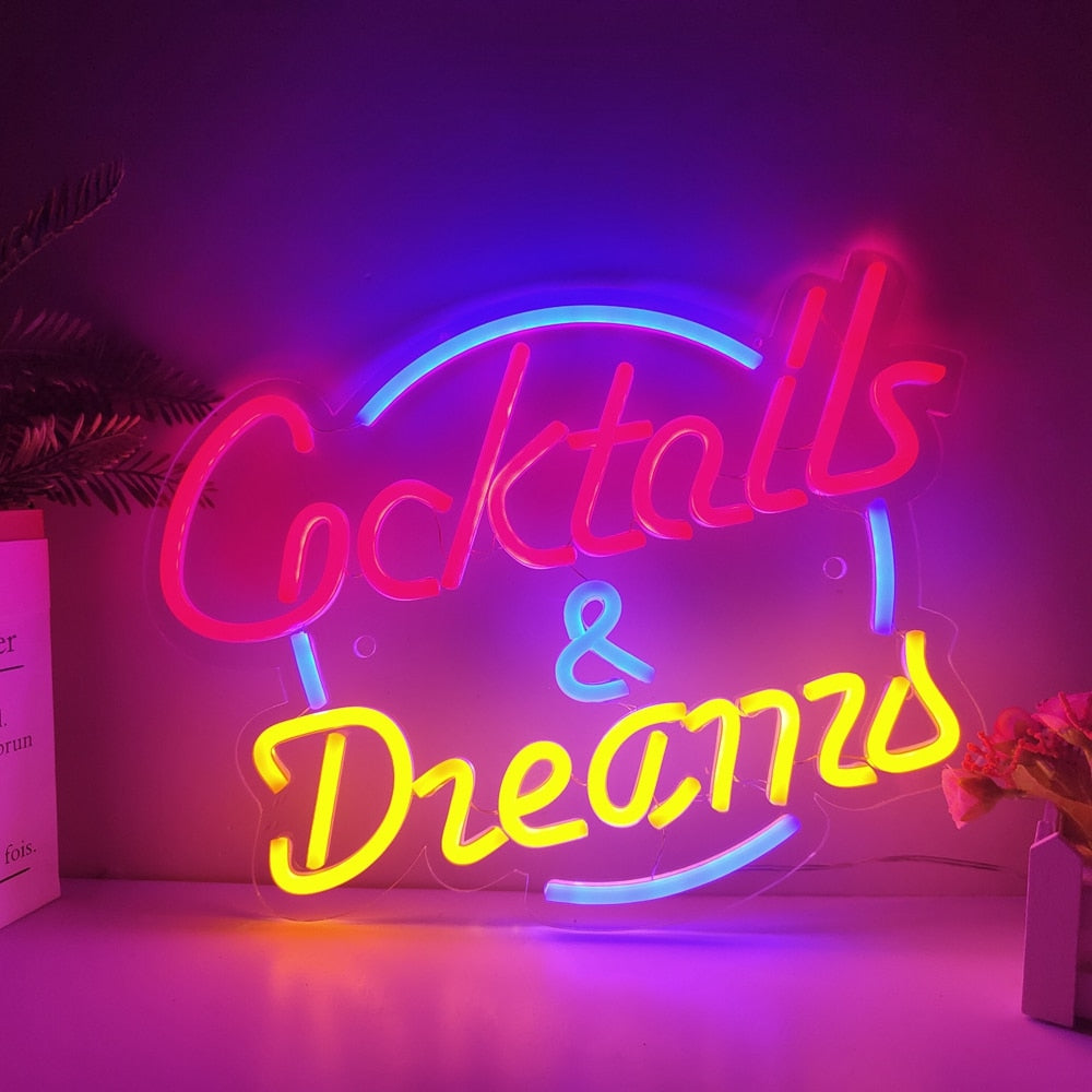 Neon Leuchtschild Cocktails & Dreams