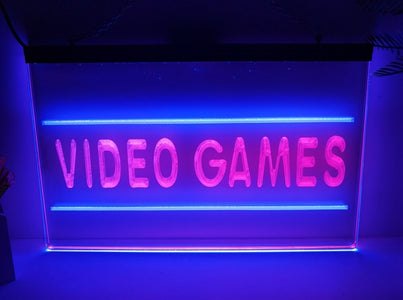 Video Games Two Tone Illuminated Sign