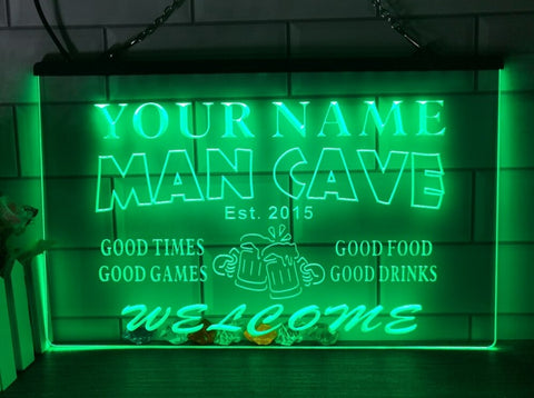 Image of Good Times Man Cave Personalized Illuminated Sign
