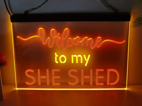 Image of Welcome to My She Shed Two Tone Illuminated Sign