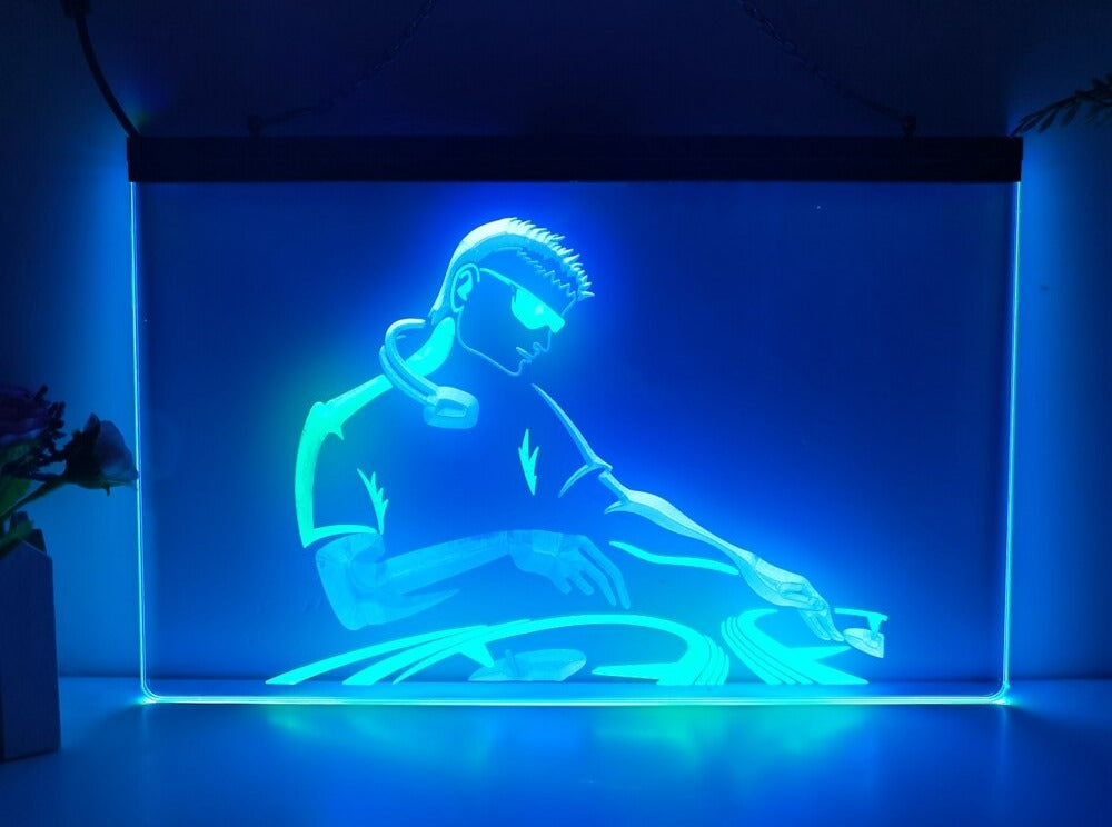 DJ On The Decks Two Tone Illuminated Sign