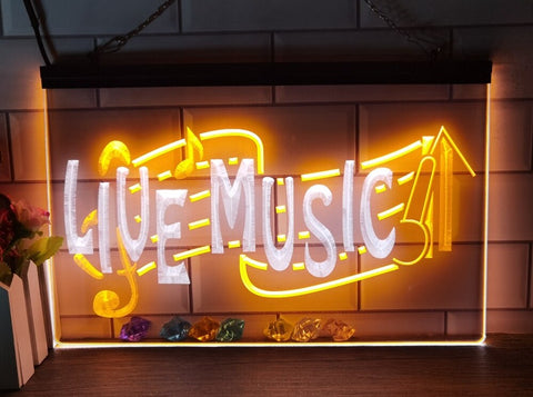 Image of Live Music Illuminated Two Tone LED Neon Sign