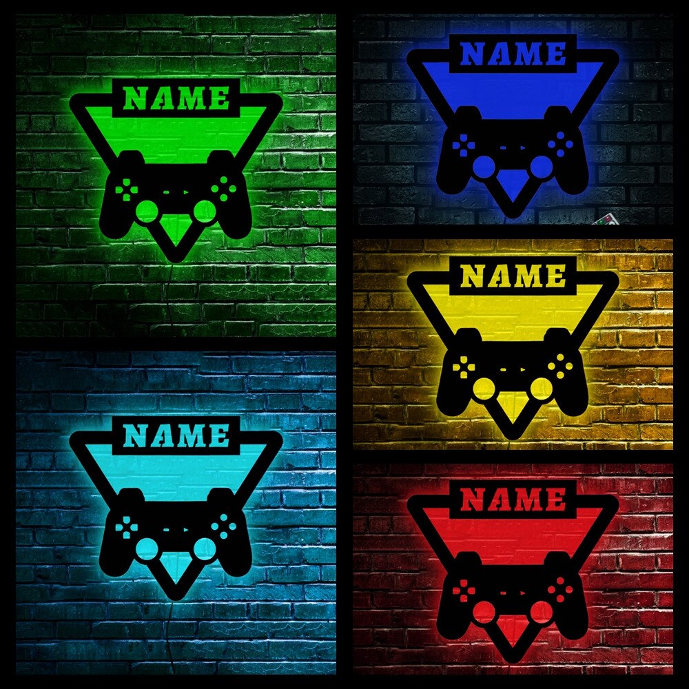 Custom Gamepad LED Neon Wooden Sign - Personalized and Color Changing RGB