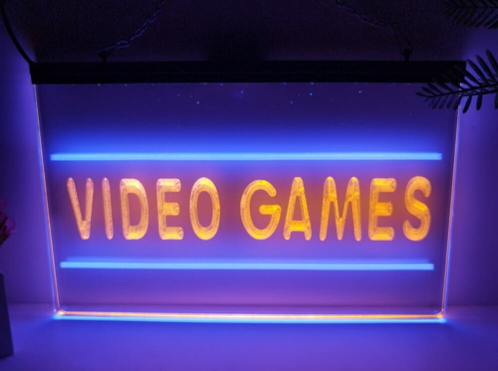 Video Games Two Tone Illuminated Sign