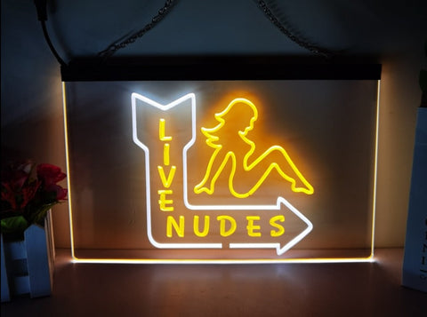 Image of Live Nudes Two Tone Illuminated Sign