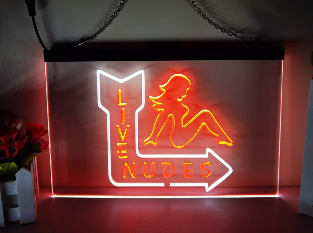 Live Nudes LED Neon Sign in red and white