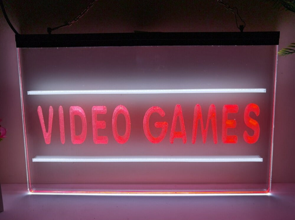 Video Games Two Tone Illuminated Sign