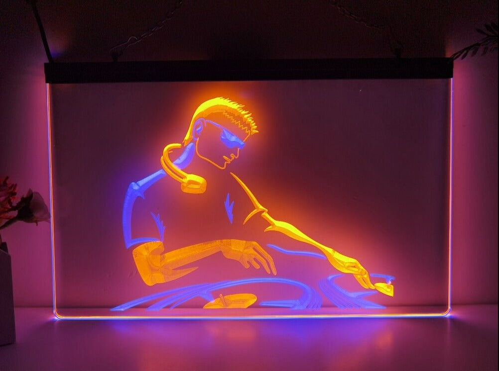 DJ On The Decks Two Tone Illuminated Sign