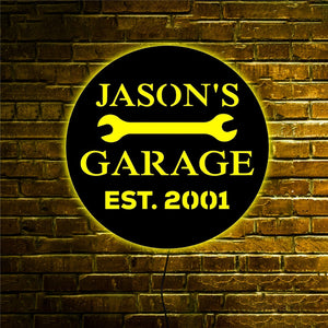 Personalized LED Neon Wooden Garage Sign
