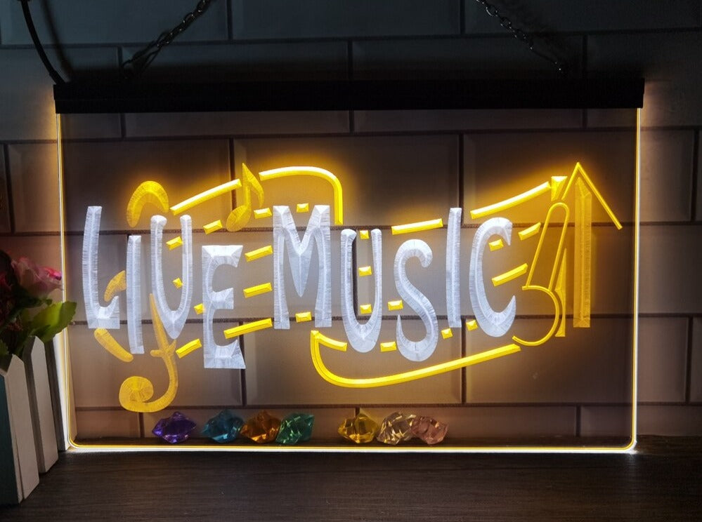 Live Music Illuminated Two Tone LED Neon Sign