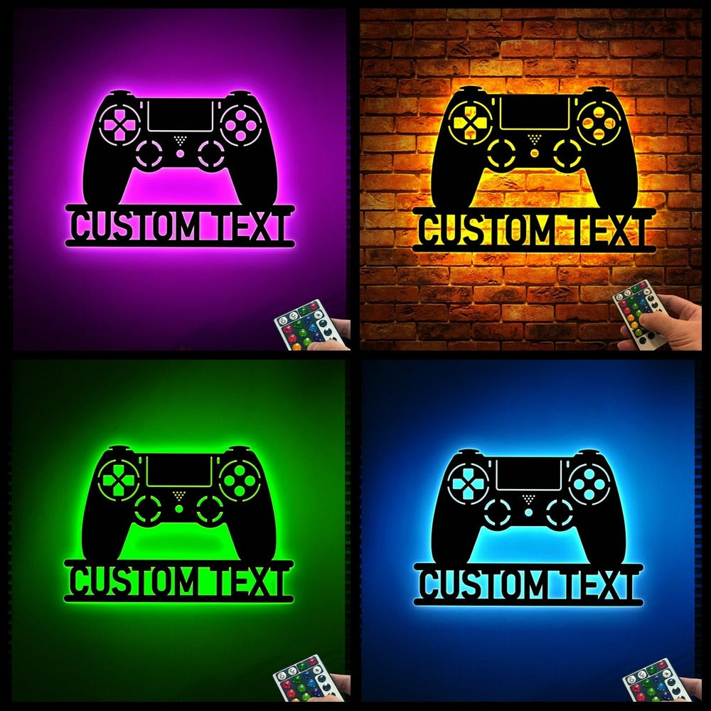 Custom Gamepad LED Neon Wooden Sign - Personalized and Color Changing RGB