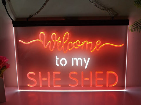 Image of Welcome to My She Shed Two Tone Illuminated Sign