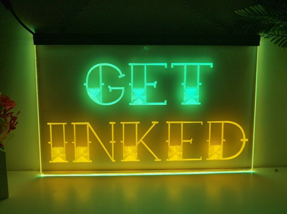 Get Inked Tattoo Studio Two Tone Illuminated Sign