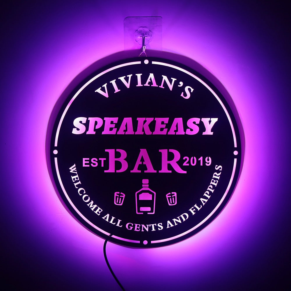 Custom LED Neon Wooden Bar Sign - Personalized and Color Changing