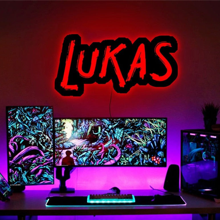 Personalized LED Neon Wooden Sign - Custom Name / Handle / Gamer Tag