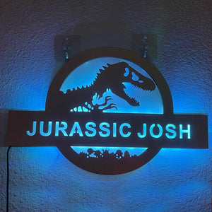 Personalized Dinosaur LED Neon Wooden Sign