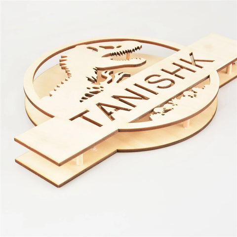 Image of Personalized Dinosaur LED Neon Wooden Sign
