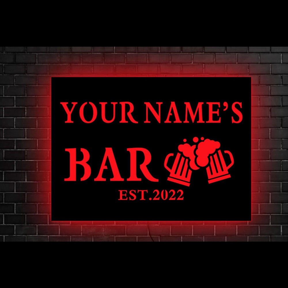Personalized Wooden LED Neon Bar Sign - RGB – Dope Neons