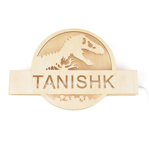 Image of Personalized Dinosaur LED Neon Wooden Sign