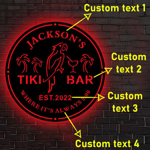 Personalized Tiki Bar LED Neon Wooden Sign