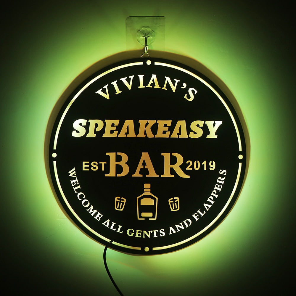 Custom LED Neon Wooden Bar Sign - Personalized and Color Changing