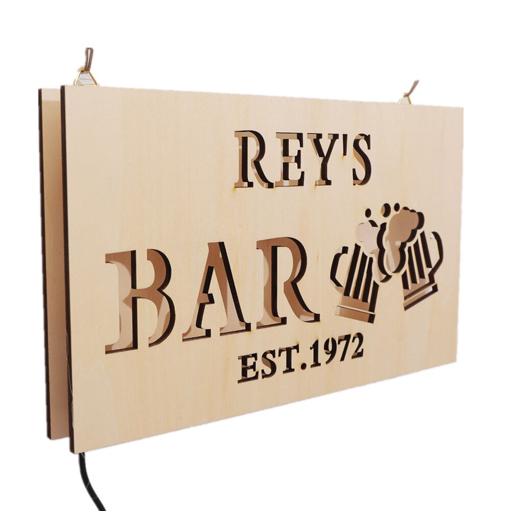 Personalized Wooden LED Neon Bar Sign - Remote Controlled RGB – Dope Neons