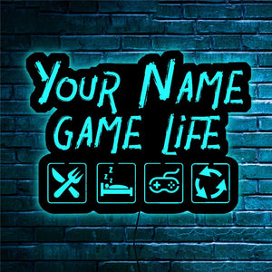 Your Name Game Life Personalized LED Neon Wooden Sign