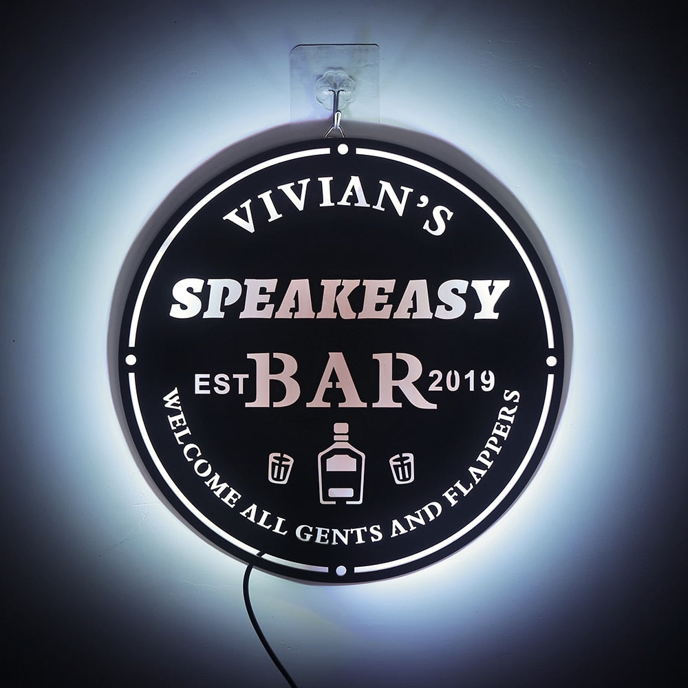 Custom LED Neon Wooden Bar Sign - Personalized and Color Changing