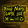 Your Name Game Life Personalized LED Neon Wooden Sign
