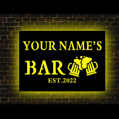 Image of Personalized Wooden LED Neon Bar Sign - RGB