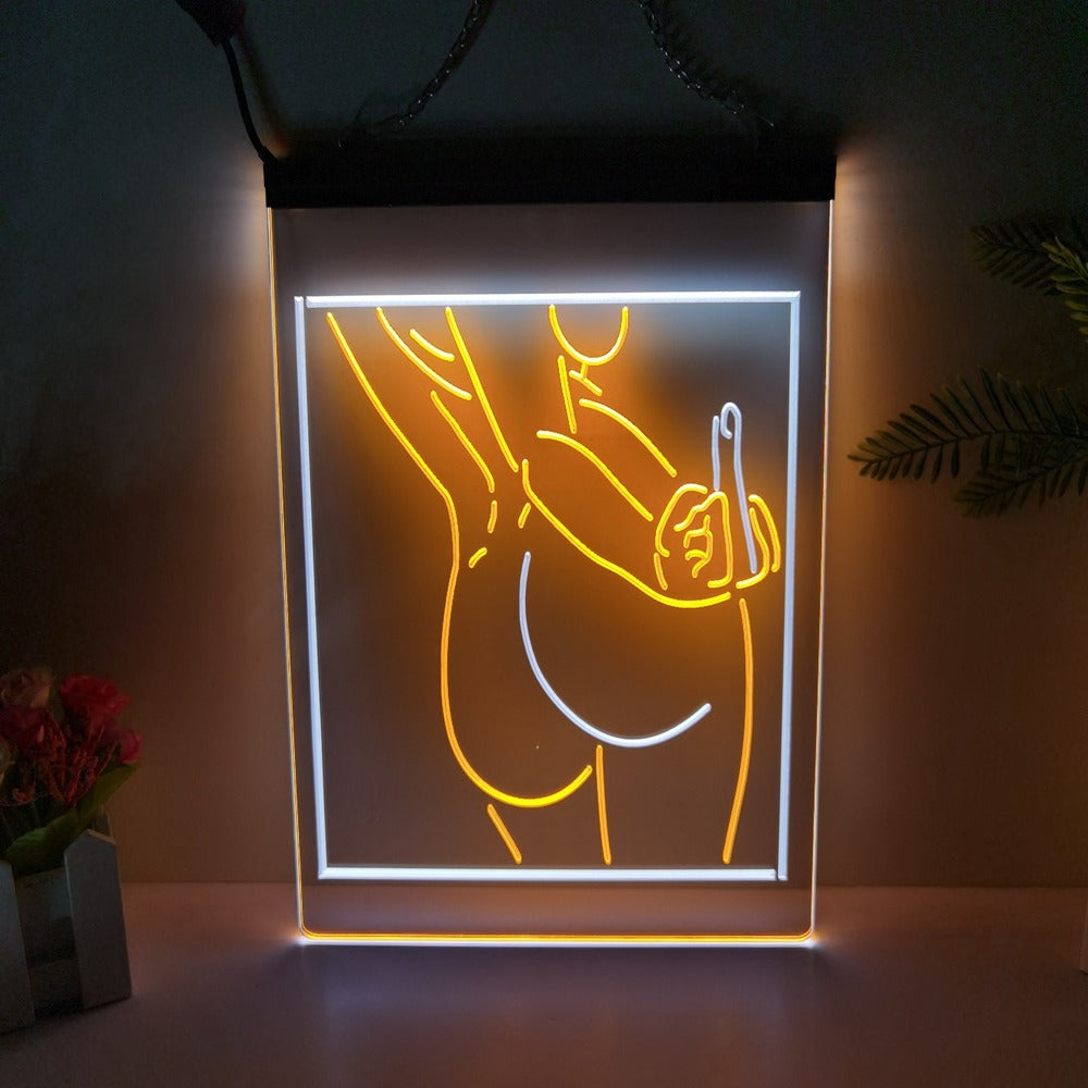 Middle Finger Two Tone Illuminated Sign