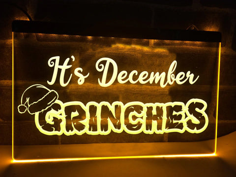 Image of Its December Grinches Illuminated Sign