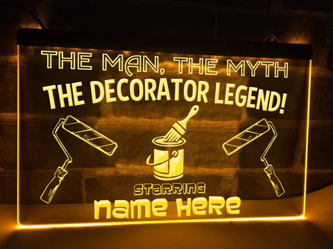 Image of The Decorator Legend Pesonalized Illuminated Sign