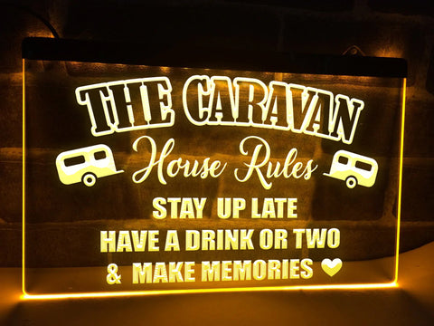 Image of The Caravan House Rules Illuminated Sign