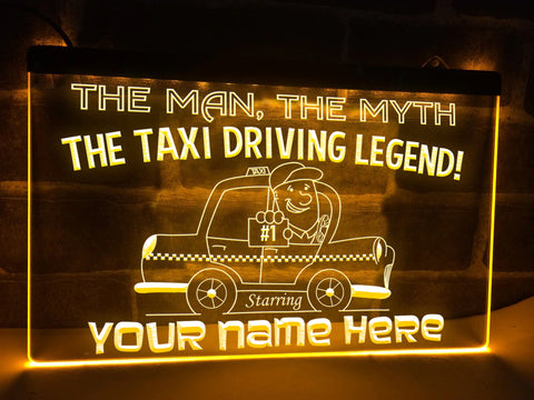 Image of The Taxi Driving Legend Personalized Illuminated Sign