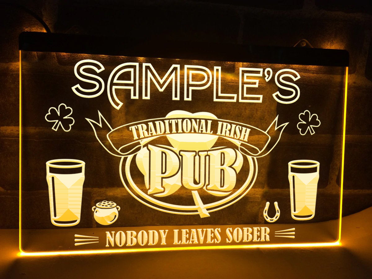 Irish Pub neon sign yellow