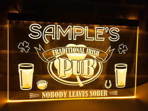 Image of Irish Pub neon sign yellow