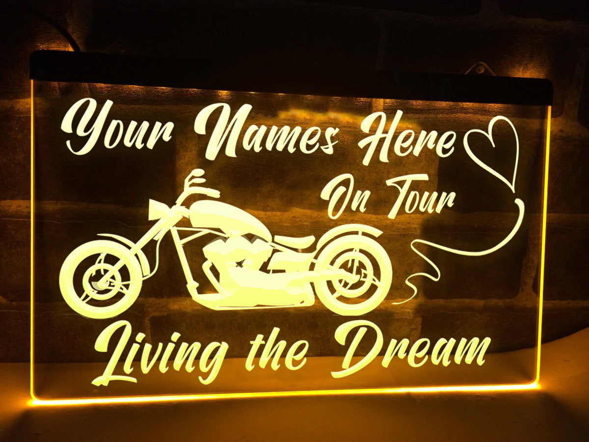 Motorcycle on Tour LED neon sign in yellow