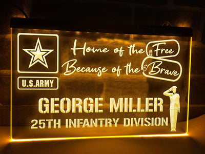US Army Personalized Illuminated Sign
