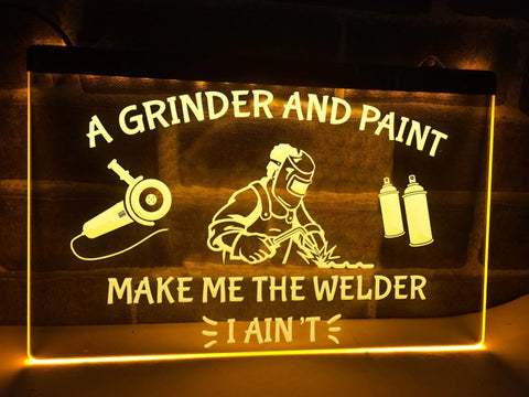 Image of Grinder and Paint Illuminated Sign
