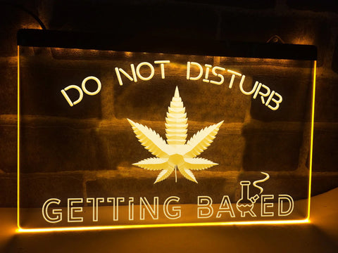 Image of Getting baked Cannabis yellow neon sign 